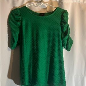 W5 Emerald Green Textured Puff Sleeve Blouse